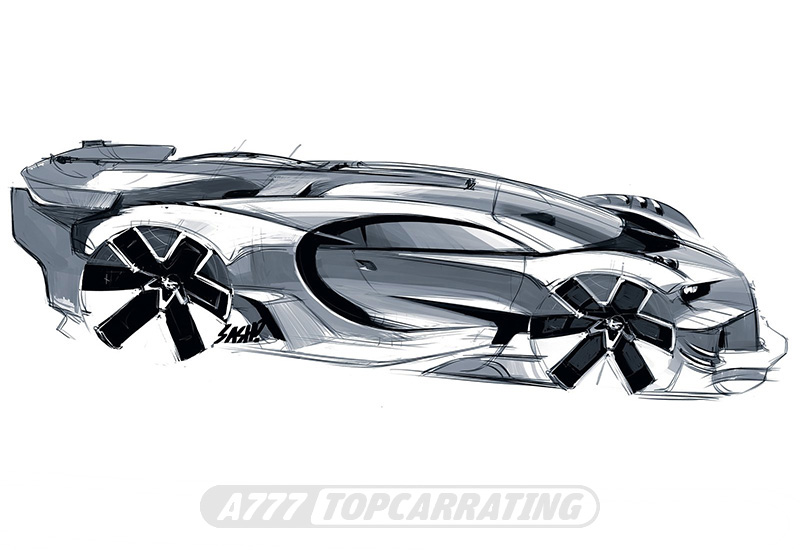 Скетчи бокового вида для супер-автомобиля  Bugatti - элегантно и стильно