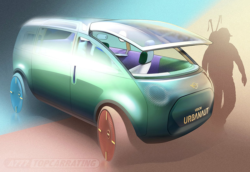 Достойный уважения, рисунок практичного авто Mini с видом в 3/4 спереди (цифровая работа в Фотошопе)