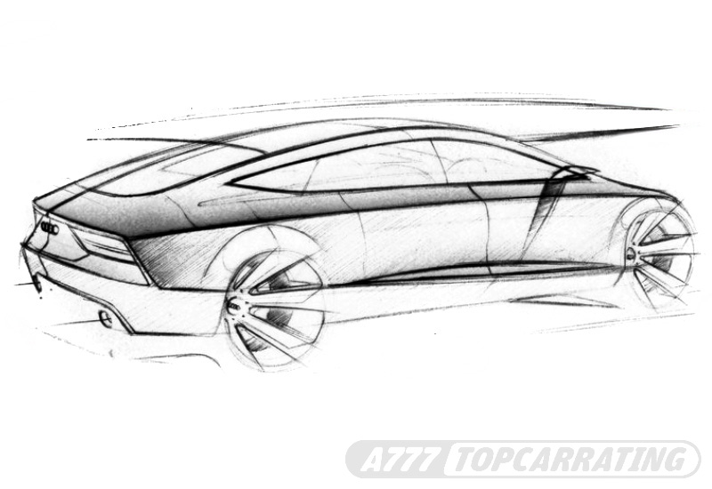 Эскиз роскошного автомобиля Audi - вид боковой стороны