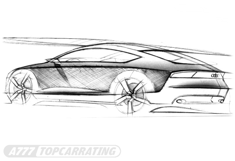 Эскиз роскошного автомобиля Audi - вид боковой стороны