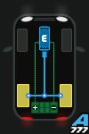 Переднемоторная компоновка электромотор (E). Задний привод.