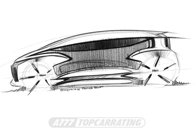 Эскиз универсального авто Audi, из расположения сбоку от транспортного средства