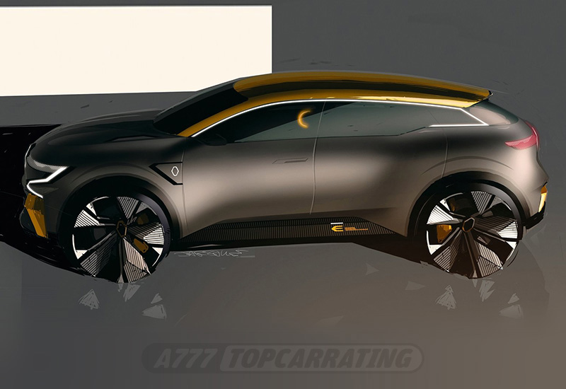 Дизайнерский рисунок джипа Renault, показан бок внедорожного автомобиля