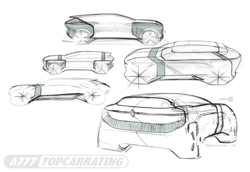 Поисковые эскизы формы внедорожного автомобиля Renault (выполнен карандашом)