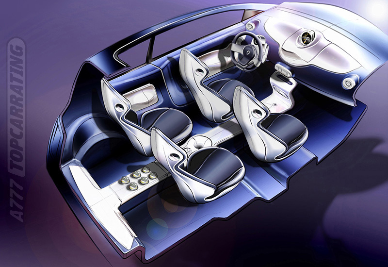 Рисунок салона мини-автомобиля, простой рендеринг скетча в Фотошопе
