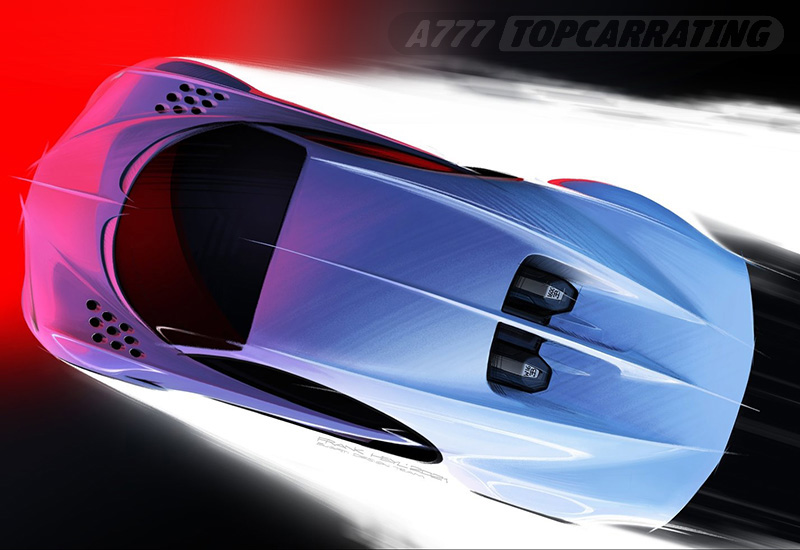 Рисунок суперкара Bugatti - на виде сверху