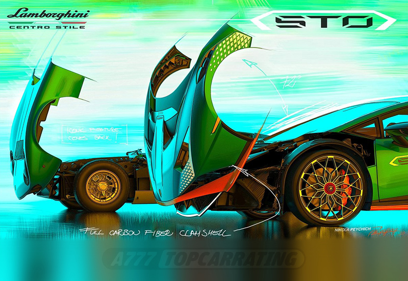 Рисунки автомобиля Lamborghini Huracan STO (LB724) - скетчи