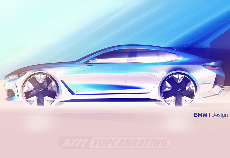 Дизайнерский рисунок машины BMW, показан бок простого авто
