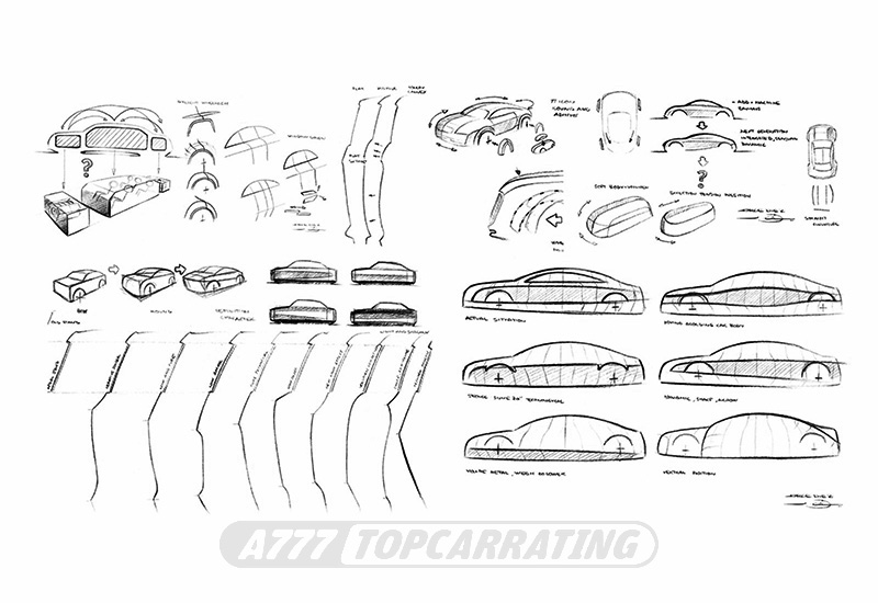 Технический дизайн деталей люксового автомобиля (выполнен карандашом)