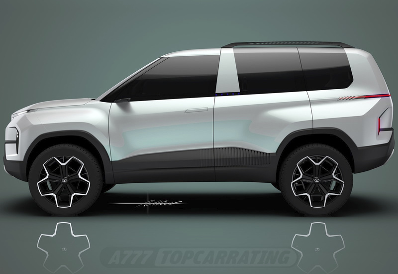 Дизайнерский рисунок джипа Tata, показан бок внедорожного автомобиля